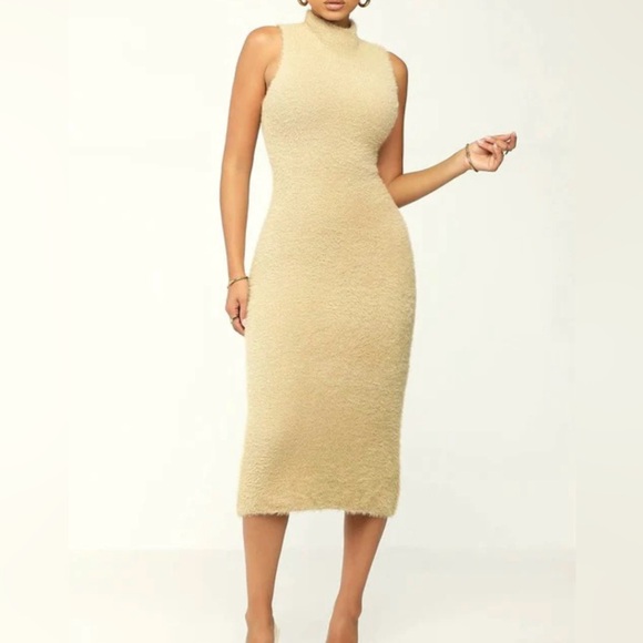 Two-Piece Cardigan & Dress Set - Taupe, Never Worn - Picture 2 of 5